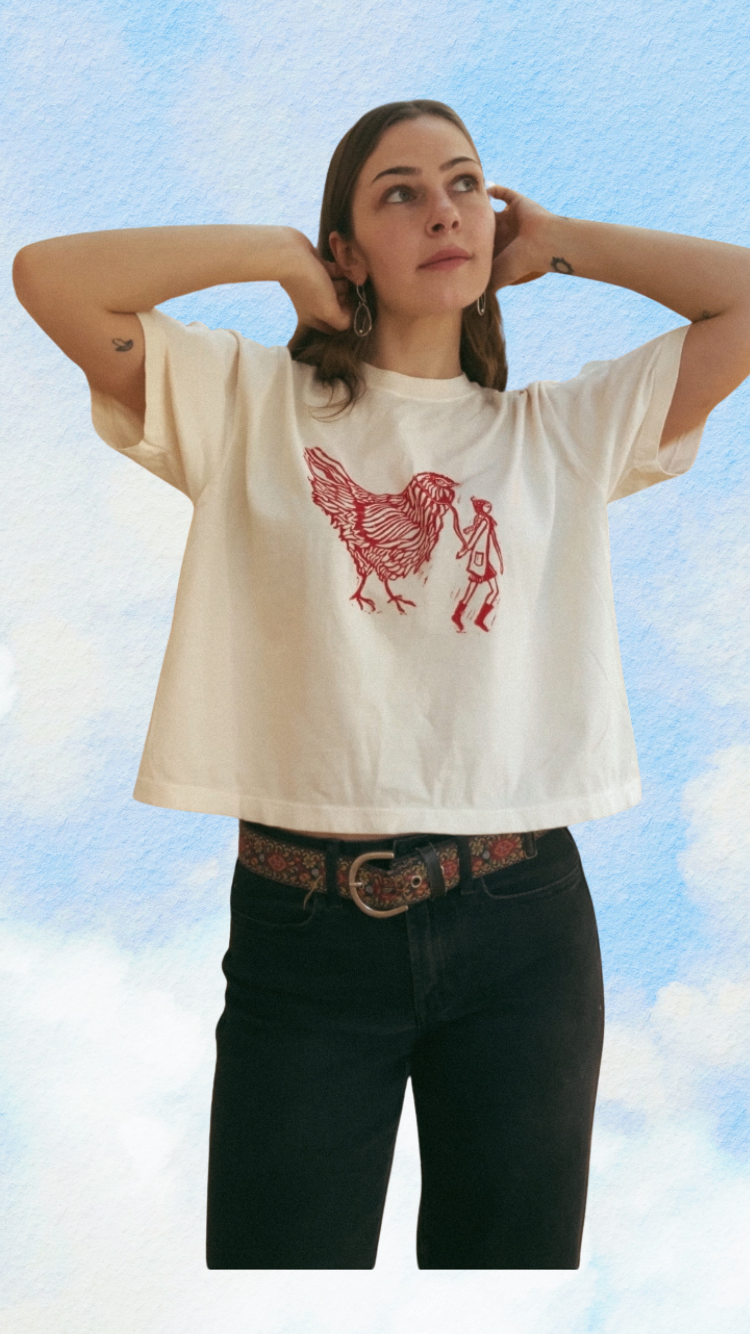 CHICKEN ON A LEASH (Boxy crop)